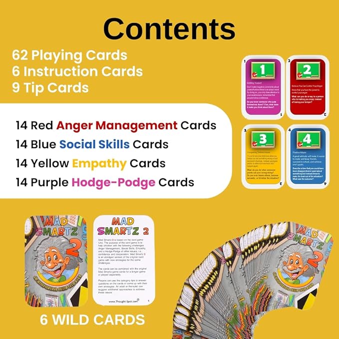 Thought-Spot Mad Smartz 2 an Interpersonal Skills Card Game for Anger and Emotion Management Social Skills Top Educational Learning Resource for Kids and Adults Fun for School and Therapy CBT