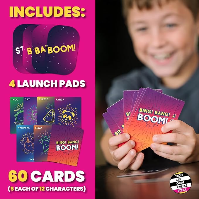 Bing Bang Boom Hilariously Fun Card Game for Family Game Night by Taco Cat Goat Cheese Pizza | Easy to Learn and Play with Fast 10 Minute Rounds | Fun for Kids, Teens, and Adults | 2 - 6 Players