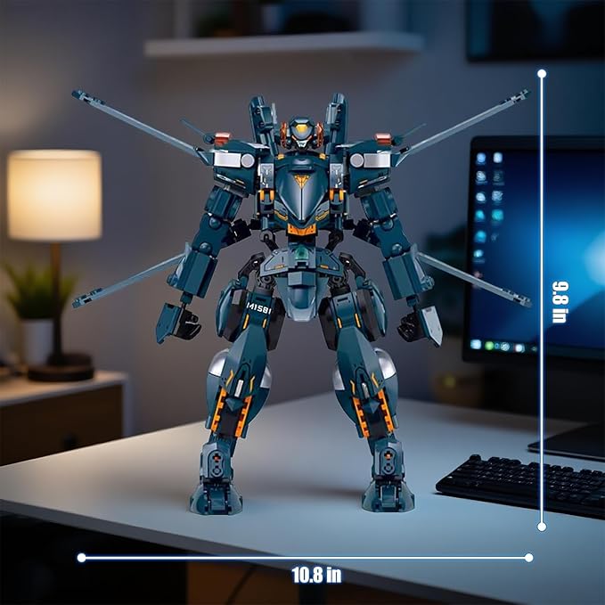 HIGH GODO Attacker Mech Robot Transforming Building Blocks Set for Adults,City Warrior Justice Hero Soldier Mech Model Building Kit, Cool Creative Robots Toys Gift for Teens Boys, 569 Pieces