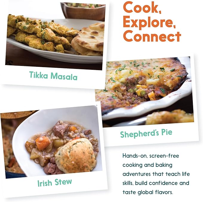 eat2explore Cooking Kits for Kids - Interactive & Educational Set with 3 Recipe Cards, Key Ingredients & Cooking Tools - Ideal Idea for Kids who Love to Create Meals (UK Edition)