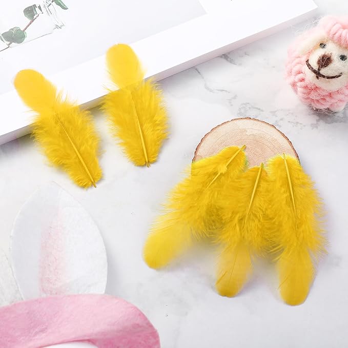 Soarer 300pcs Gold Feathers for Crafts - 3-5inch Craft Feathers Bulk for Wedding Home Party, Dream Catcher Supplies and DIY Crafts(Gold)