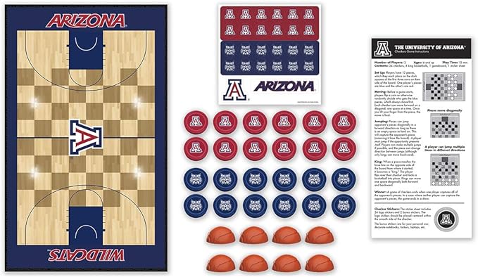 MasterPieces NCAA Arizona Wildcats, Checkers Board Game, For Ages 6+