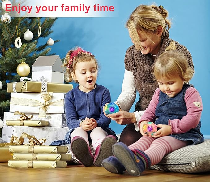 Vdealen Magic Rainbow Puzzle Ball, Fidget Ball Puzzle Brain Teaser Fidget Toy- Birthday Party Easter Valentines Day Christmas Stocking Stuffers for Kids Teen & Adults(Pink&Blue&Green)