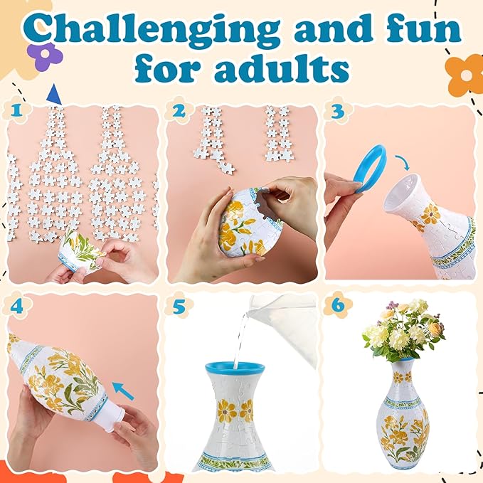 Unique 3D Puzzle for Adults - 160 Pieces of Puzzle Flower Vase, Cananga Odorata Themed Art Projects Gift for Women Housewarming Home Decoration