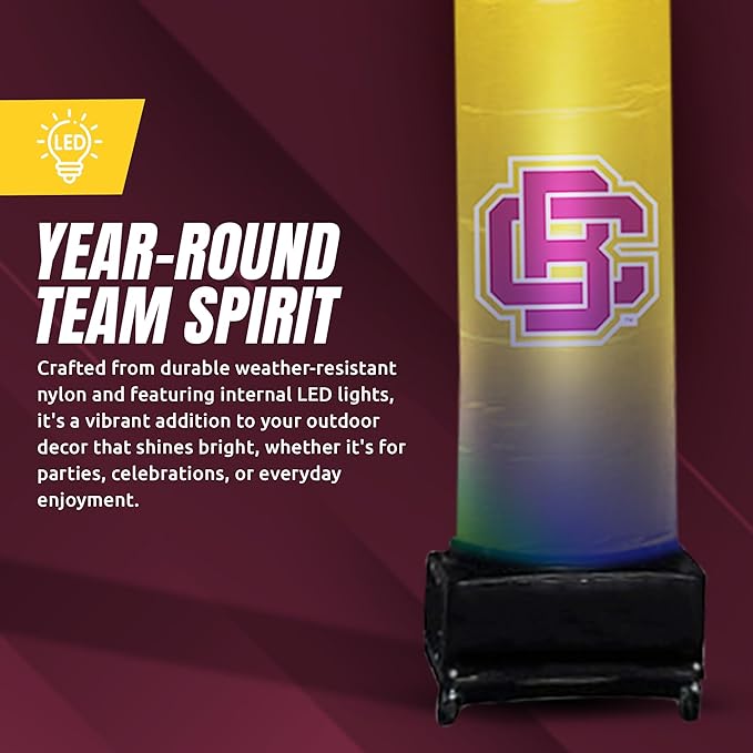 NCAA Bethune Cookman Wildcats Football Wacky Waving Inflatable Tube Guy with LED Lights & Built-in Blower - 6" x 36" x 96" Inflatable Tube Man Crazy Sports Fan Outdoor Party Decoration