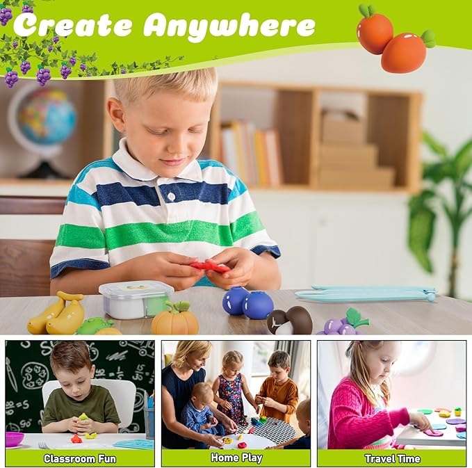 Air Dry Modeling Clay for Kids - Nutrition Planet, 12 Boxes Clay Kit with 4 Tools & Tutorials, Soft DIY Craft Kit for Art Projects, Creative Gift for Boys & Girls Ages 3+