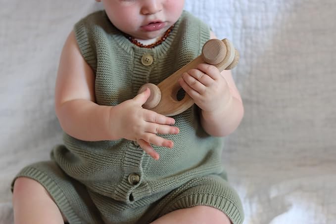 Adventure Awaits! - 2 Pack - Wooden Cars for Toddlers & Babies, Montessori Baby Rattles Teething Toys