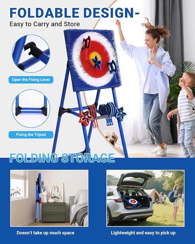 Axe Throwing Game for Backyard - 8 Throwing Axes Set - Deluxe Foldable Plastic Axe Throwing Target Game for Adults Kids, Outdoor Games Carnival Games