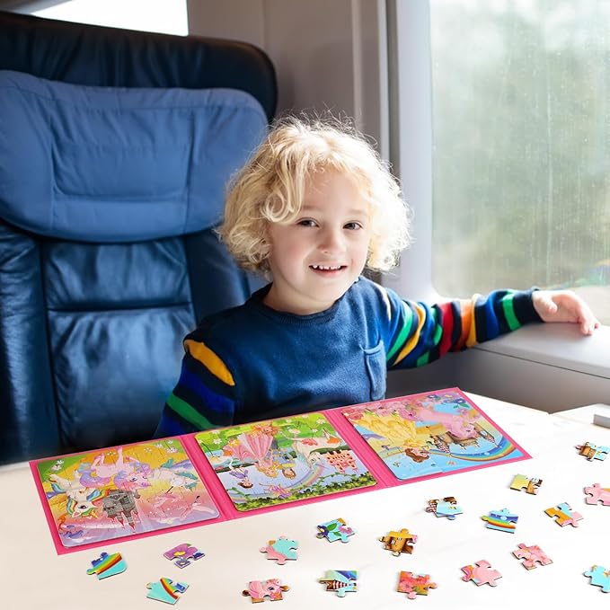 Magnetic Puzzles for Kids Ages 4-6, 36-Piece Toddler Travel Toys Princess Puzzles Ages 3-5, Educational Learning Magnets, Ideal Road Trip Activities Toys for 3 4 5 6 Girls