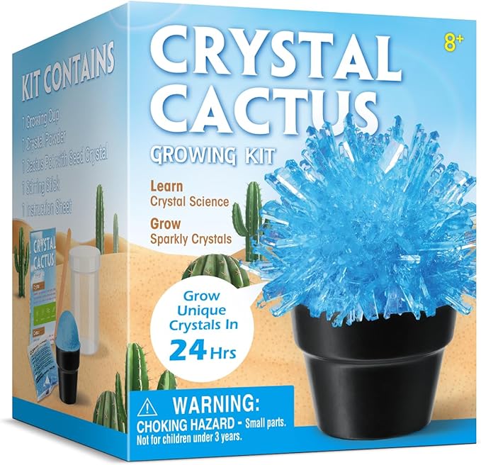 Crystal Growing Kit for Kids, Cactus-Blue DIY Crystal Science Experiment Set, Grow Your Own Crystals, STEM Educational Chemistry Kit for Boys & Girls Ages 6-12, Fun Science Lab Gift for Kids