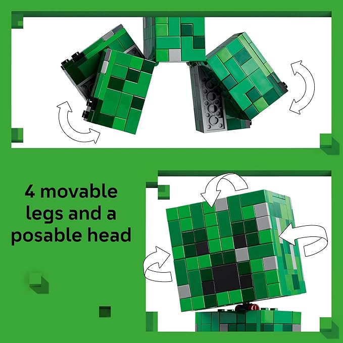 LEGO Minecraft The Creeper Kids Toy - Minecraft Toy for Gaming Fans - Room Decor for Gamers 10 and Up - Poseable Action Figure with 1st Version Minifigure - Gift for Boys and Girls - 21276