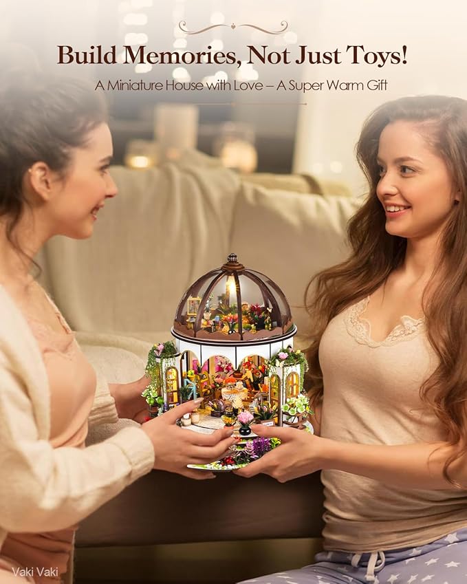 [2025 New] Hanging Garden Miniature House Kit with LED Light, Book Nook Kit with Cover for Birthday, 3D Wooden Bookends Puzzle Bookshelf Decor Building Kit Birthday Gifts for Family, Friends