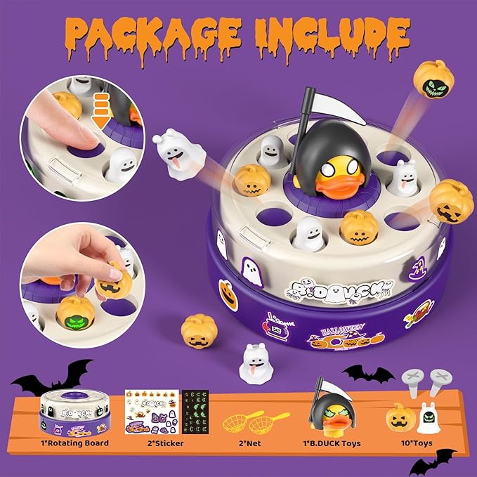 B.Duck Halloween Games for Kids 4-6, Bounce and Catch Duck Toys for Toddlers 3-5, Family Halloween Party Board Game, Indoor Halloween Party Favors Gifts for Boys Girls 5-7
