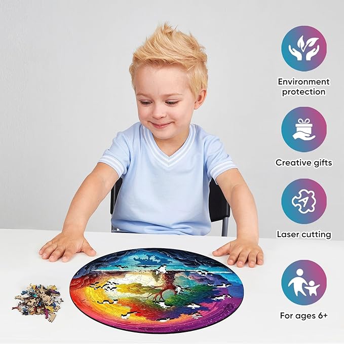 Puzzles for Adults 200 Pieces, Life Tree Rainbow Waterfall Jigsaw Puzzles, Unique Shape Adult Puzzles, Irregular Puzzle Creative Gift for Adults(11.2 * 11.2 in)