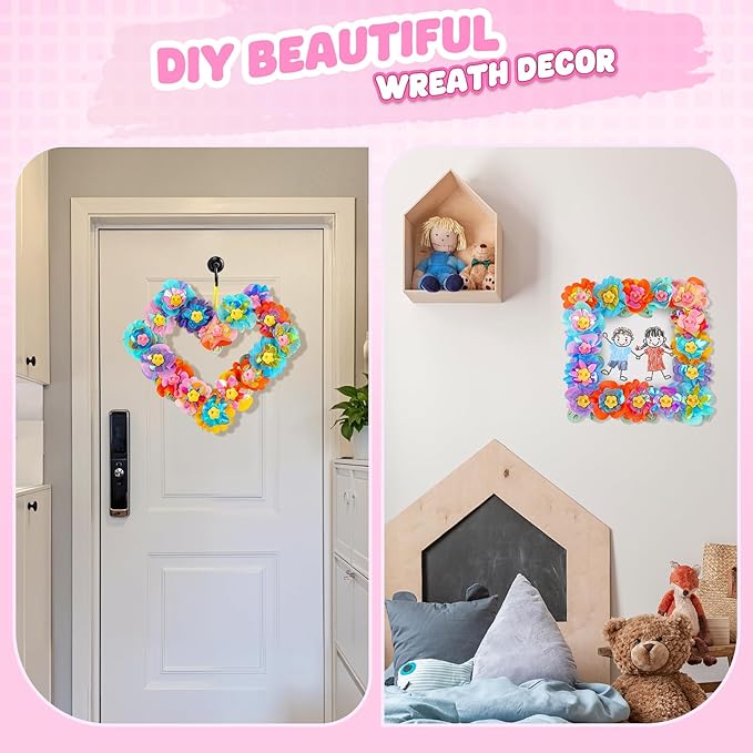 beefunni Flower Bouquet Craft Kits, DIY Arts and Crafts for Kids 4-6-8, Upgrade Wreaths & Colorful Flowers Toys for 4 5 6 7 8+Year Old Girl Birthday Gifts Ideas,Toddler Creative Educational Activities