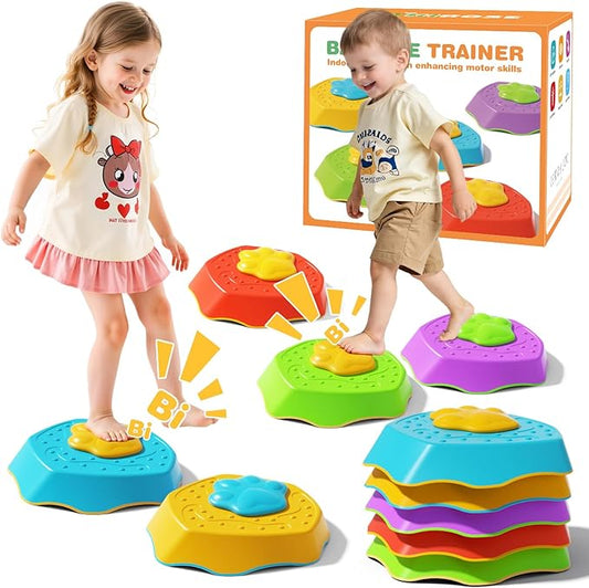 HIROSE Voiced Stepping Stones for Kids, 5pcs Durable Non-Slip Balance Stones, Promoting Children's Coordination and Motor Skills, Indoor & Outdoor Toys, Obstacle Course, Gifts for 3+