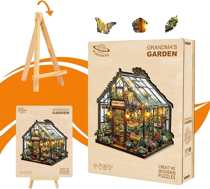 Wooden Puzzles for Adults - Grandma's Garden Wooden Jigsaw Puzzle for Adults, Colorful Flowers Wood Puzzles Adult, Gifts for Family and Friends, Wall Art Home Decor (M-11.4 * 11.3in- 180 Pcs)