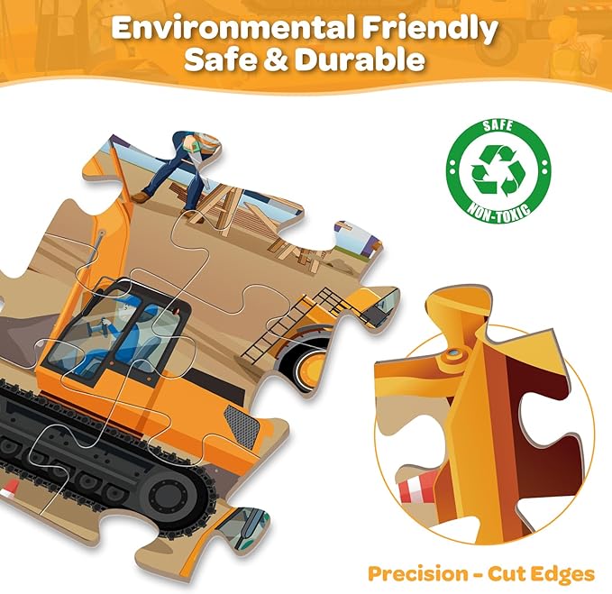 Construction Floor Puzzle for Kids - 48 Pieces Large Construction Vehicle Jigsaw Puzzles for Kids 3-5, Toddler Learning Preschool Educational Toys 12 Month+, Birthday Christmas Gifts for Boys Girls
