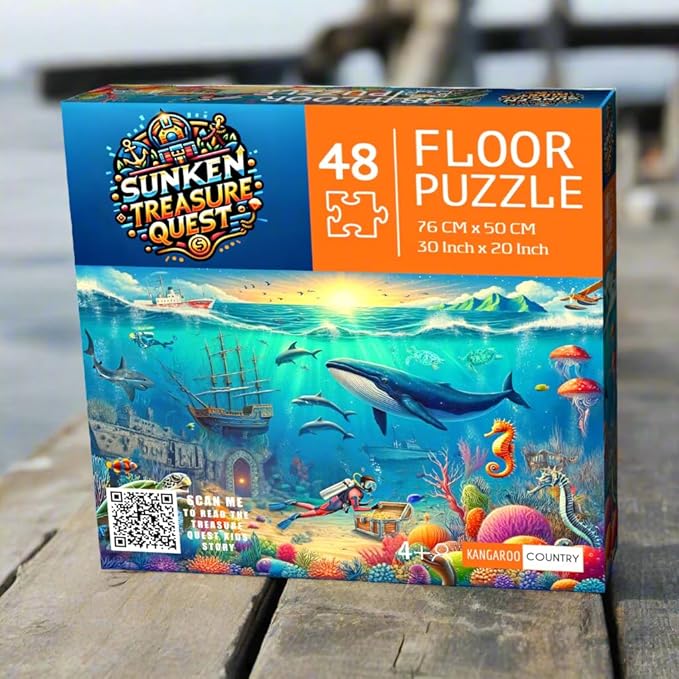 Puzzles for Kids, Sunken Treasure Quest 48 Piece Jigsaw Puzzle, Educational Toys, Ocean Puzzle, for Kids Aged 4-8, Gifts for Boys & Girls