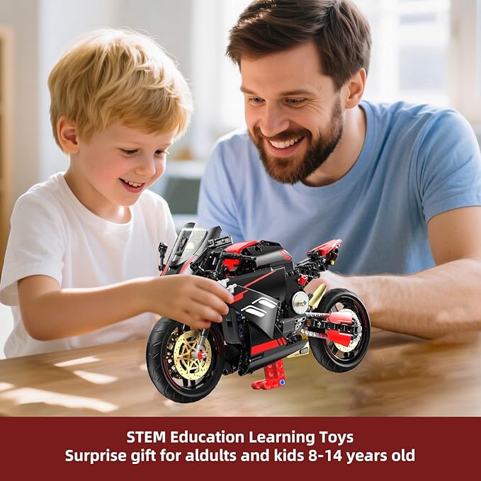 WINGIFT 1:8 Motorcycle Building Set,426 PCS Collectible Motorcycle Display Model Building Kit,Motorbike Toy Collection Brick Kit for Boys Girls,Christmas Birthday Gift for Adults Teens and Kids 8-14+