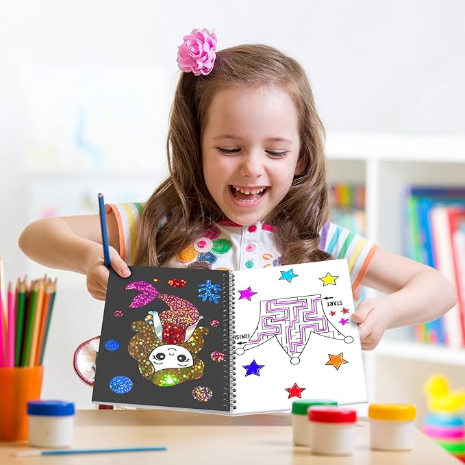 Art & Craft Activity,Foil Craft Princess DIY Fun Art Kits,No Mess Creative Foil Art Kits Set Drawing Game for Kids,Birthday Gifts Crafts Supplies Travel Toys for Girls Boys Ages 4 5 6 7 8 9 Year Old