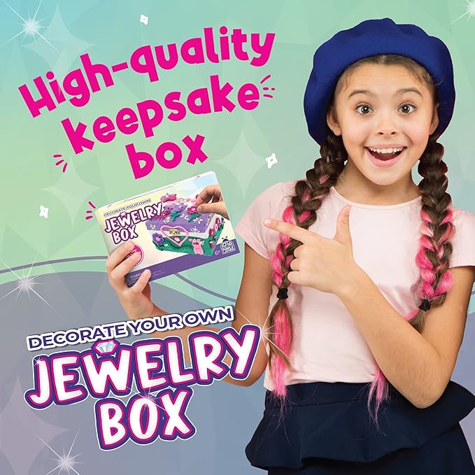 PURPLE LADYBUG Design Your Own Jewelry Box Craft Kit with Clay & Gem Stickers – Craft for Girl 8-12, Girls Arts & Crafts Age 6-8 & Up – Birthday Gift for Girls 8-10 Years Old