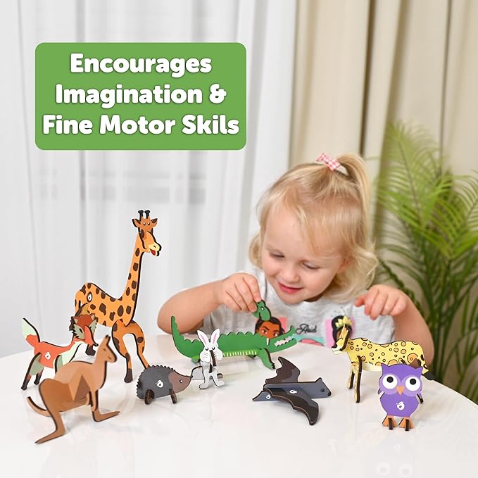 Butterfly EduFields 3D Wooden Animal Puzzles for Kids for Age 2-4 Girl & Boy | Birthday Gift for Kid Ages 2,3,4 Years | Educational Toys for Kids 2,3,4 Years | DIY Craft Kit