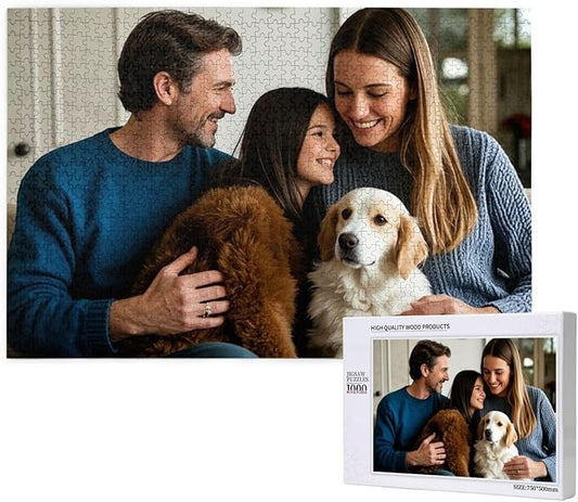 Custom Wooden Puzzles from Photos 1000 Piece Personalized Picture Jigsaw Puzzle Gift for Adults & Kids - Pet, Wedding, Family, Christmas, Birthday Memory Keepsake