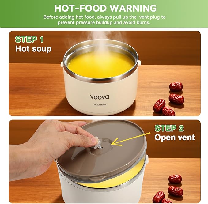 Voova Stackable Stainless Steel Thermal Lunch Box with Lunch Bag for Women Men Adult, 2 Tier Leakproof & Microwave Safe Insulated Bento Boxes Food Container for Work School, Beige