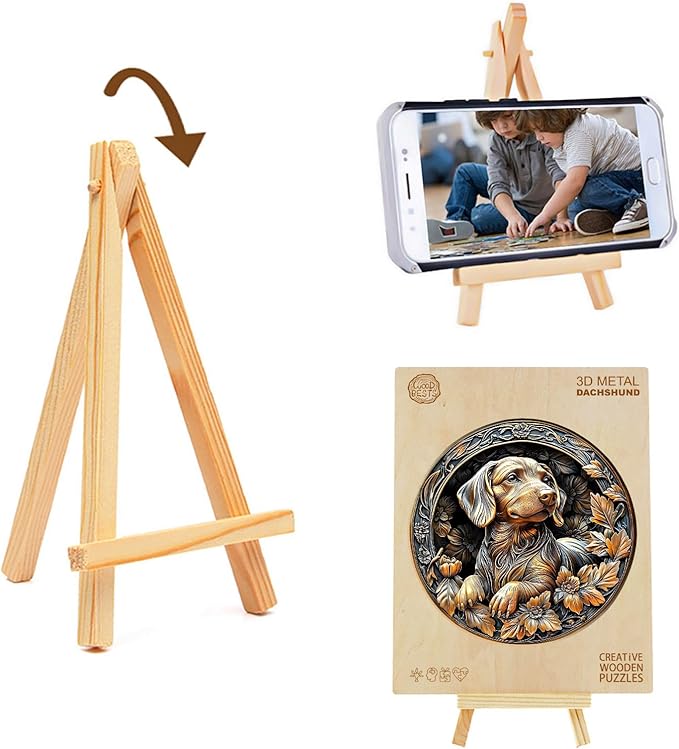 Wooden Puzzle 100PCS Ragdoll and Butterfly Unique Shape Advanced Wood Puzzle for Adults,Holiday Birthday Gift,Craft kit (Metal Dachshund, Medium)