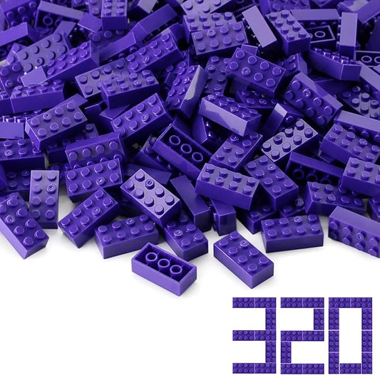 Feleph 2x4 Bricks Dark Purple 320 Pieces Parts Classic Building kit Creative Play Set Basic Blocks Toy Accessories Compatible with 3001 Major Brands