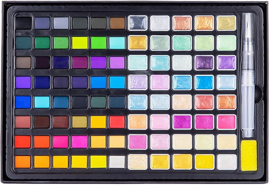 Falling in Art Watercolor Paint Set, 88 Colors Watercolor Paints, Painting Set with Water Brush and Sponge, Perfect Starter Kit for Beginners and Professionals