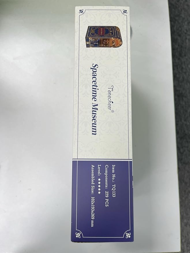 Tonecheer DIY Book Nook Kit for Adults, 3D Wooden Puzzle Bookend Miniature House Kit, Booknook Bookshelf Insert Decor with Dust Cover and LED Lights Gifts (Spacetime Museum)