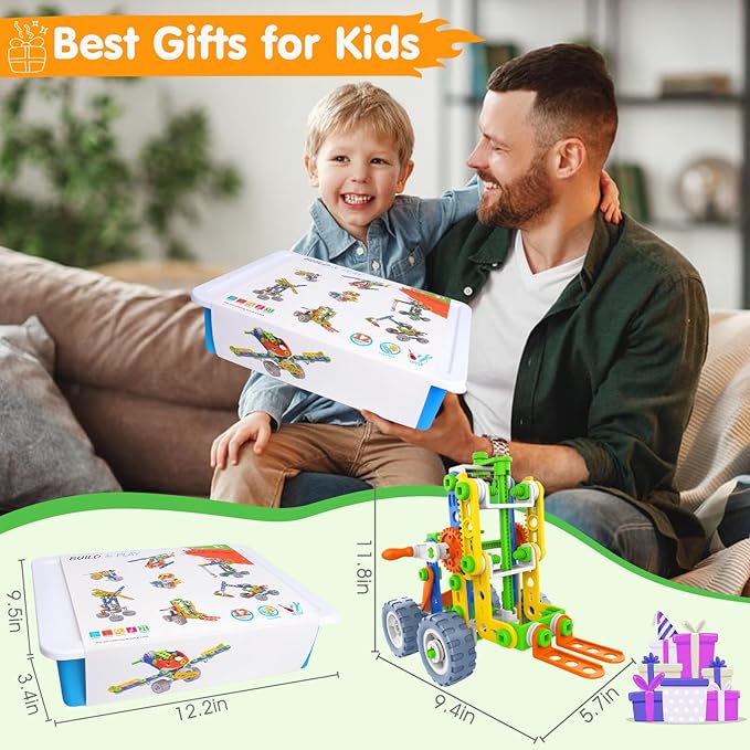 12 in 1 STEM Toys for 4 5 6 7 8+ Year Old Boy Girl Birthday Gifts Building Toys for Kids Ages 4-8 5-7 6-8 Educational Stem Activities for Boys 4-6 8-10 Construction Creative Games Holiday Idea Gift