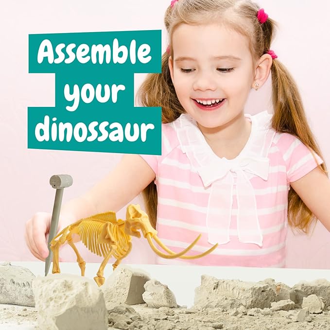 Science4you - Mammoth Fossil Digging Kit for Kids +6 Years - Excavate and Assemble 17 Mammoth Fossils - Ideal Dinosaur Excavation Kit Toy, Archeology and Paleontology Sets for Kids Age 6+