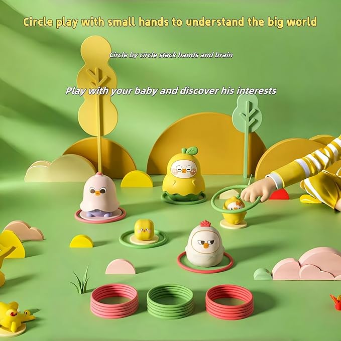 LQR Unique Yellow Duck Russian Nesting Dolls, Fruit Duck Nesting Dolls, Stacking Cups, Sensory Toys for Children, Toddler Educational Count Learning Toys, Birthday Gifts for Boys and Girls