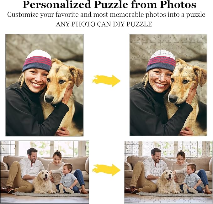 Custom Puzzle 120/200/300/500/1000/1500 Pieces, Personalized Puzzle from Your Own Photos, Customized Picture Jigsaw Puzzle Gift for Christmas Wedding Birthday Family