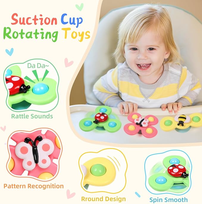 6 in 1 Baby Toys 0-6 Months, Montessori Toys for 6-12 Months, Infant Sensory Pull String Toy, Fidget Spinners Soft Buliding Blocks & Stacking Cups for Toddlers 1-3, Baby Gifts for Boys Girls