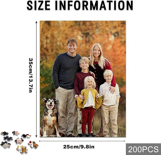 Custom Puzzle, Personalized Puzzle from Photos, Customized Puzzle 120/200/300/500/1000/1500 Pieces for Family, Christmas, Pet, Birthday, Wedding Gift