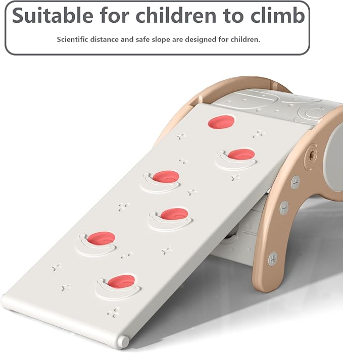 Children's Indoor Climbing Slideway Swing Playground 4-in-1 Function: Slide, Rock Climbing, Balance Board and Cradle Safe and Solid Montessori Toys Orange（1 Climbing Frame+1 Sliding Plate）