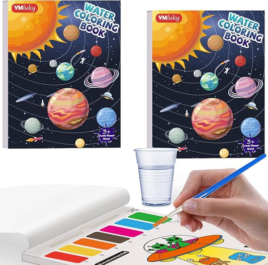 YMluky Water Color Paint Sets for Kids,No Mess Painting for Toddlers Activities,Magic Paint Set with 2 Brush, Arts and Crafts for Kids 4-8 (2-Star)
