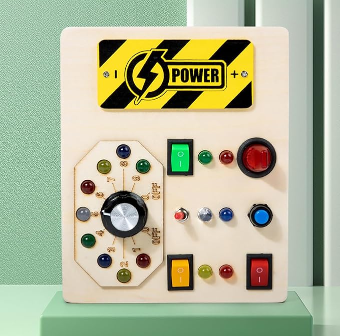 Montessori Toddler Busy Board Montessori Toy Kids Wooden Sensory Board with Switches Sensory Toys Switch Toys Travel Toys Kids Gifts for Birthday Christmas (Band Switch)