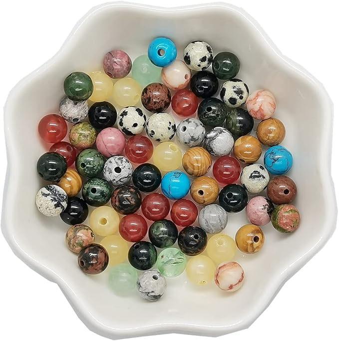 750pcs 6mm Real Natural Round Stone Beads Smooth Crystals Loose Gemstone Multi Color Mixed DIY for Jewelry Making(6mm,15 Color Mix-S1)