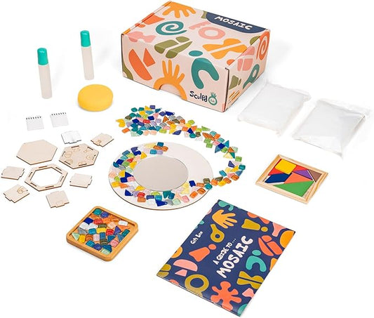 Sculpd - The Original Mosaic Kit - Create Your Own Mirror, Trinket Pot and Drink Coaster Mosaics - Includes Tangram Tile Game, Craft Supplies - Mosaic Kits for Kids Birthday Gift Age 8-12