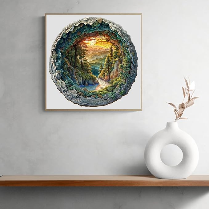 Wooden Puzzle for Adults-3D Vision Effect Cave Forest Wooden Puzzle Unique Shape Advanced Wooden Jigsaw Puzzle for Adult, Wood Puzzles,Challenge Wooden Jigsaw Puzzle (11.4 * 11.3in-200pcs)