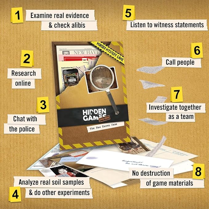 Hidden Games Murder Mystery Game – Solve a Crime at a Folk Festival – Cold Case Detective Investigation with 30+ Clues – Board Game for Teens, Adults, Couples & Groups - The New Heaven