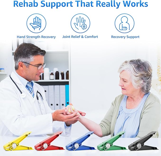 FitBeast Finger Exerciser Set – 5 Resistance Clips for Hand Therapy, Grip Strength & Dexterity – Ideal Finger Strengthener for Rehab, Stroke Recovery, Arthritis, Seniors & Athletes