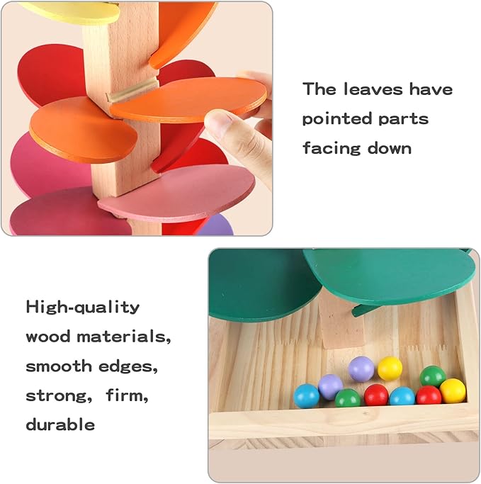 Wooden Music Tree Toy for Kids, Marble Ball Run Track Game for Toddlers, Marble Tree Educational Montessori Toy Boy Girl Gifts