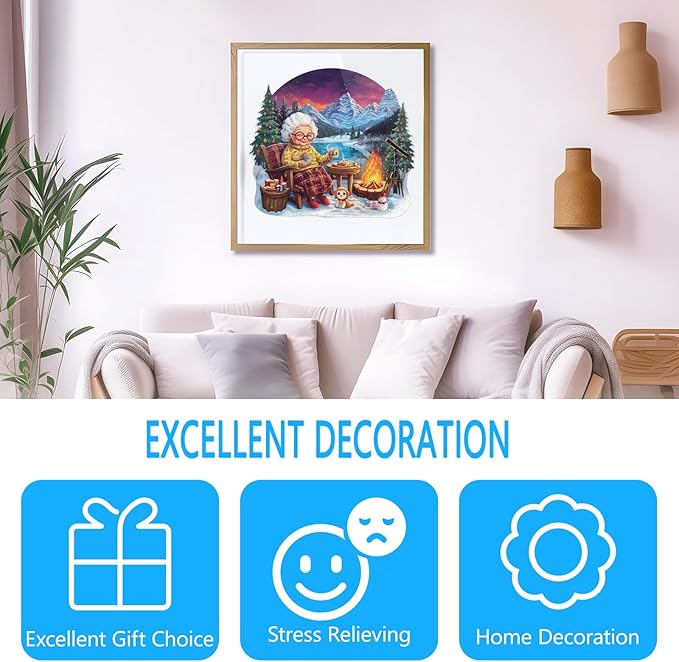 Wooden Puzzles for Adults, Warm Winter Wooden Jigsaw Puzzles for Grandma, Unique Shape Wood Puzzle Adult, Gifts for Granny, Wall Art Home Decor (S-8.4 * 7.5in -106 Pieces)