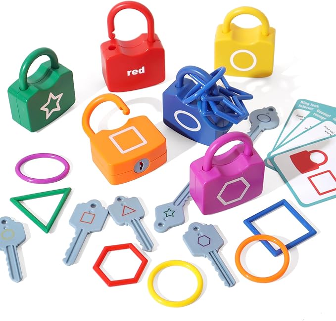Montessori Learning Lock Toys, Color and Shape Classification Matching Games, Gifts for Boys and Girls Over 3 Years Old